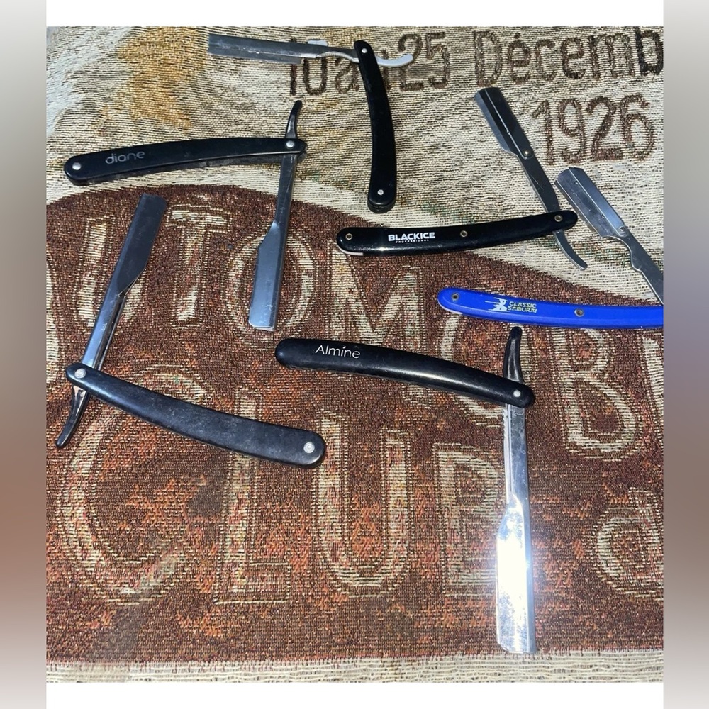 Lot of 6 Vintage Straight Razors Classic Samurai BlackIce Diane Almine